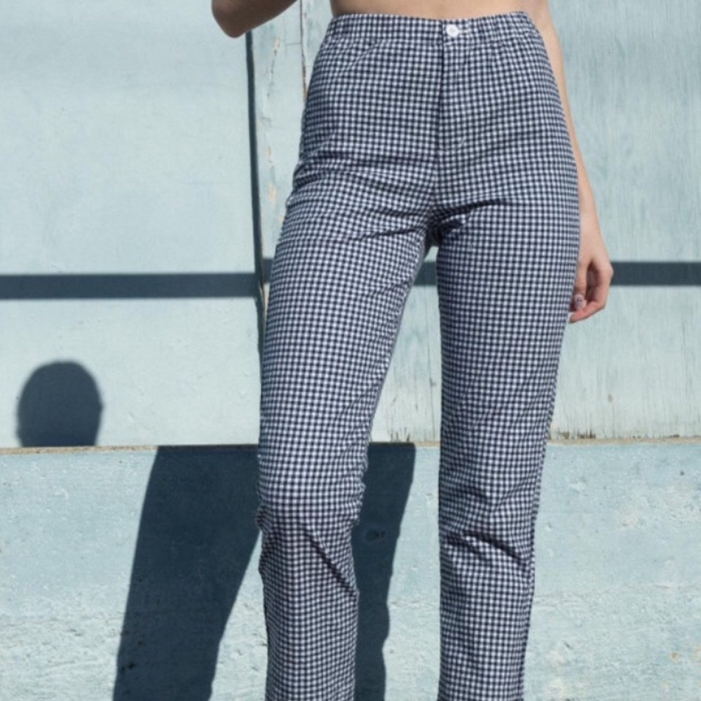 Brandy Melville navy gingham printed pants